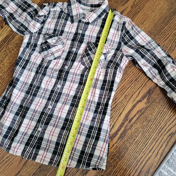 Roots Flannel Plaid Button Down Shirt Women's Size S - Picture 10 of 11